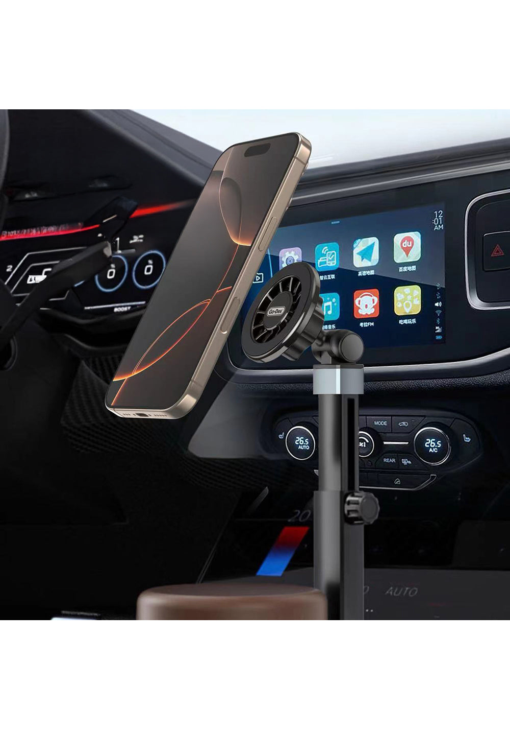 Go Des GD-HD253 M-safe Magnetik 360 Derece Dönebilen Bardaklık Tasarım Telefon Tutucu