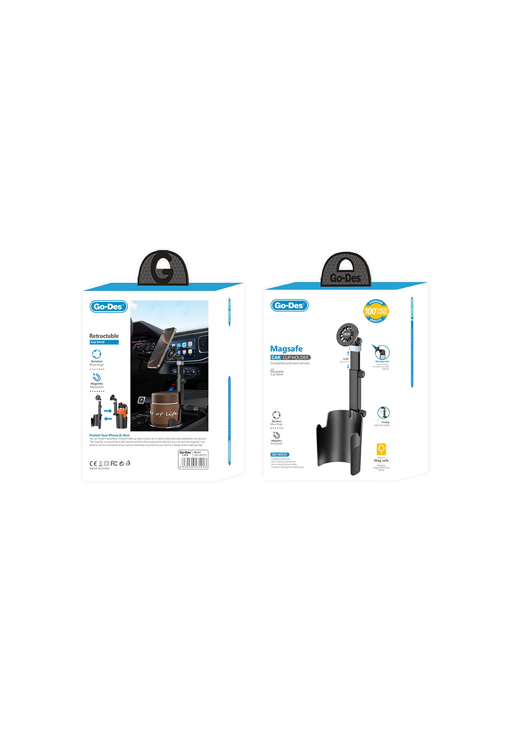 Go Des GD-HD253 M-safe Magnetik 360 Derece Dönebilen Bardaklık Tasarım Telefon Tutucu