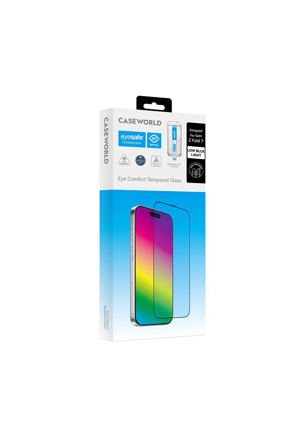 Galaxy Z Fold 7 CaseWorld Applicator Serisi 2.5D Eyesafe Mavi Işık Teknolojili 0.33mm Temperli Cam Ekran Koruyucu+ Uygulama Aparatı