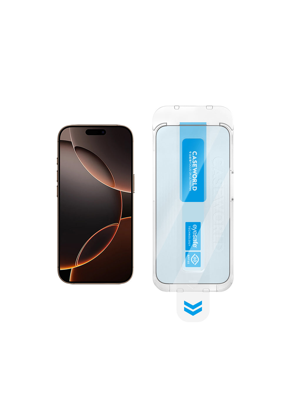 Apple iPhone 17 CaseWorld Applicator Serisi 2.5D Eyesafe Mavi Işık Teknolojili 0.33mm Temperli Cam Ekran Koruyucu + Uygulama Aparatı