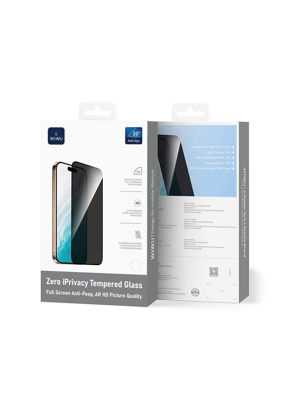 Apple iPhone 17 Air Wiwu GT-027 Zero Curved Privacy Parmak İzi Bırakmayan Temperli Cam Ekran Koruyucu