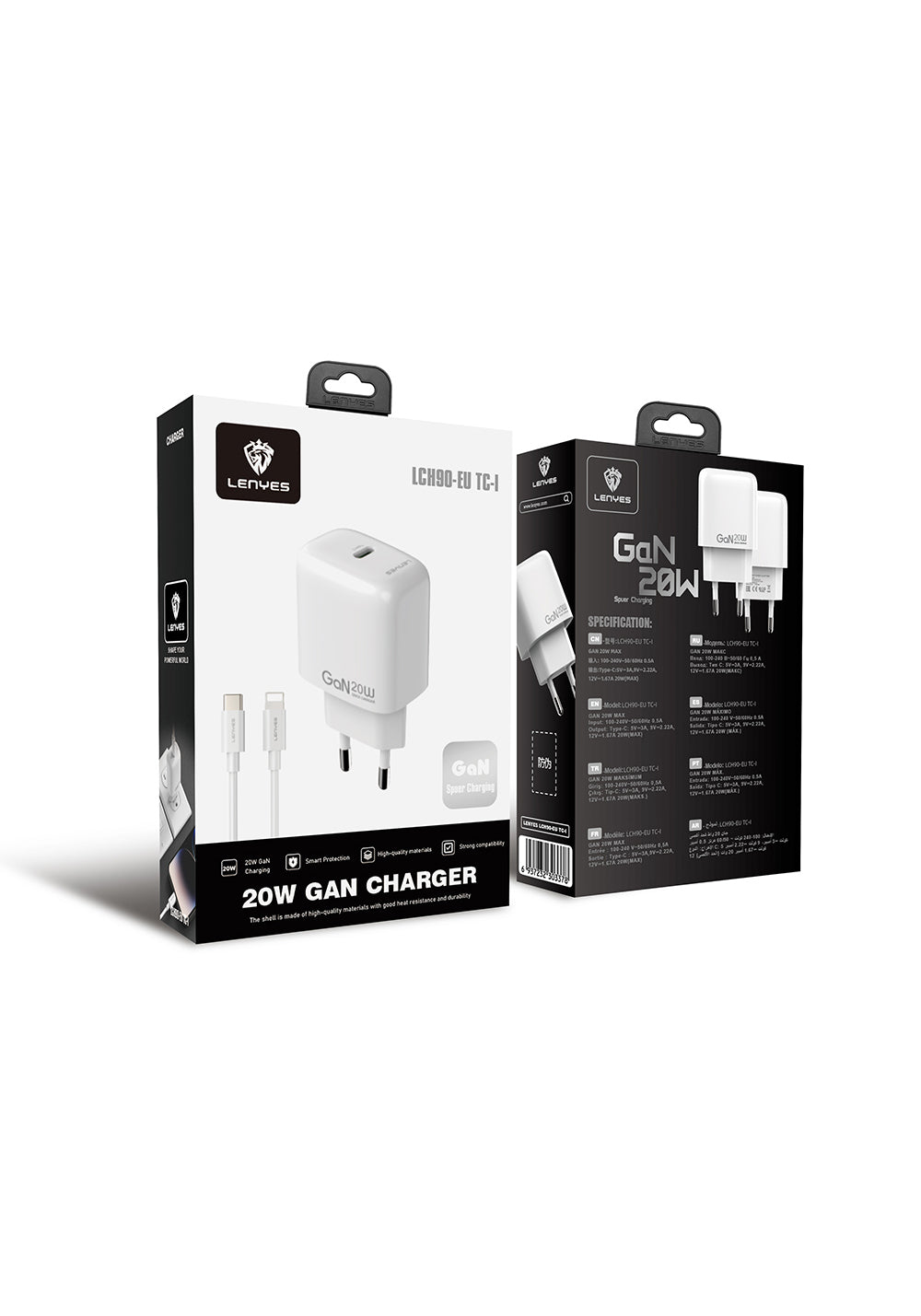 Lenyes LCH90-TC-L Type-C to Lightning GaN Teknolojili PD Hızlı Şarj Özellikli Şarj Seti 20W