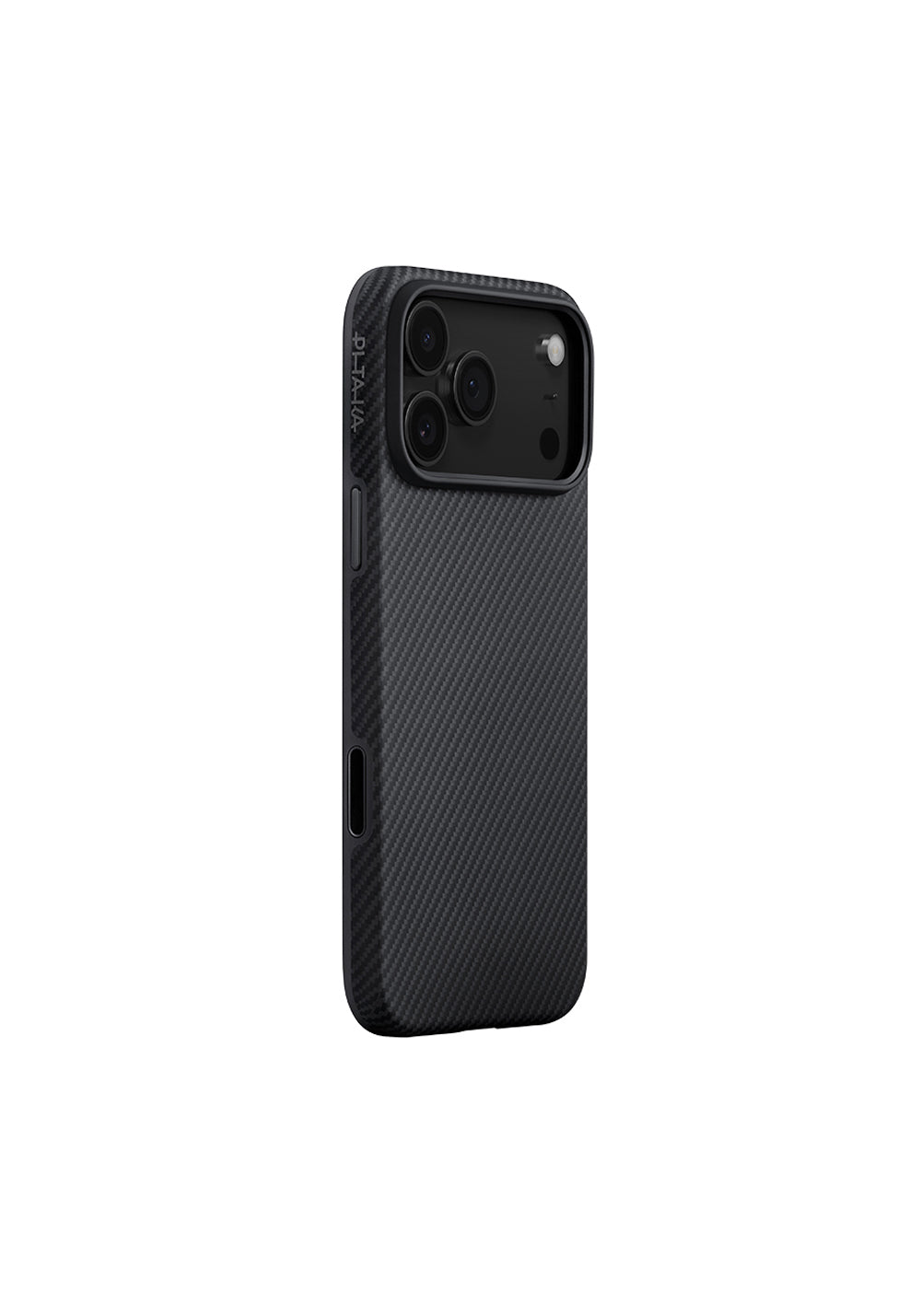 Apple iPhone 17 Pro Kılıf Manyetik Şarj Uyumlu Aramid Karbon Fiber Pitaka Military-Grade Classic Serisi Black-Grey Twill Kapak