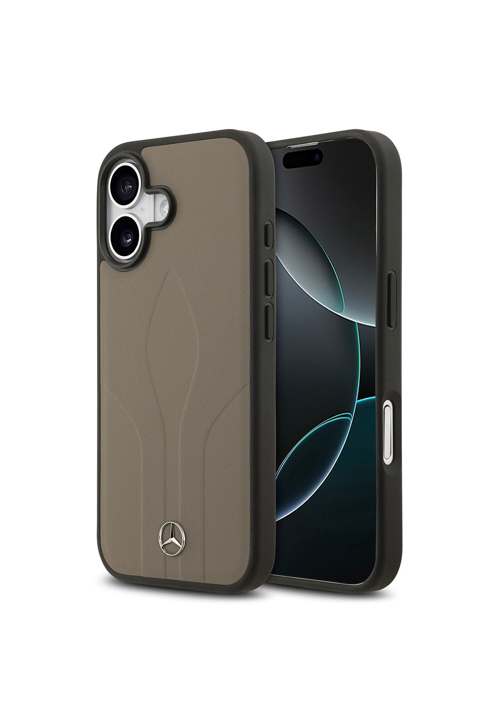 Apple iPhone 17 Kılıf Mercedes Benz Orijinal Lisanslı Manyetik Şarj Uyumlu Dokulu Desenli Deri Kapak