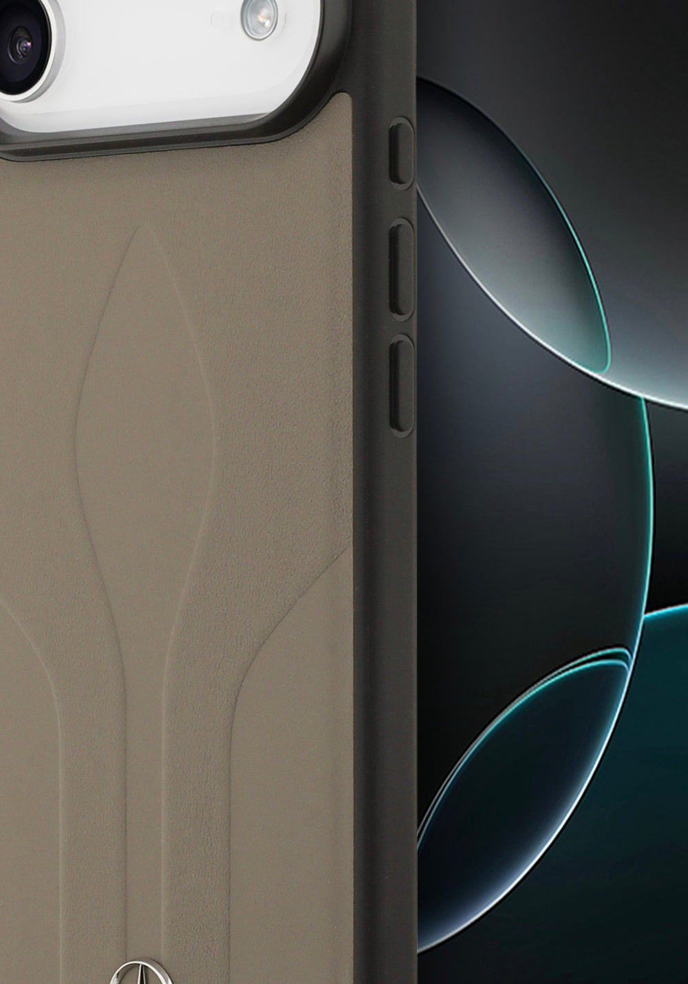 Apple iPhone 17 Air Kılıf Mercedes Benz Orijinal Lisanslı Manyetik Şarj Uyumlu Dokulu Desenli Deri Kapak