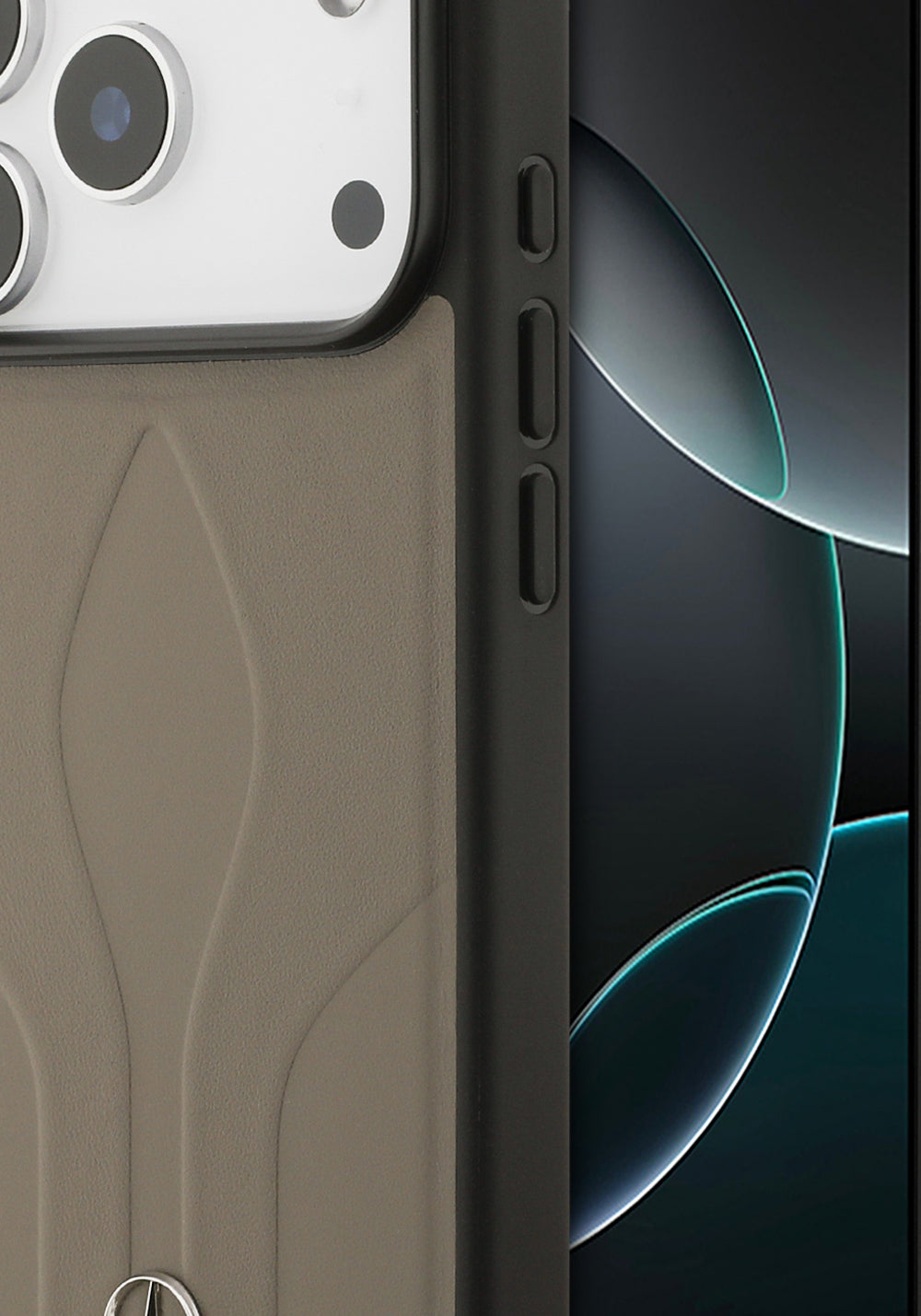 Apple iPhone 17 Pro Kılıf Mercedes Benz Orijinal Lisanslı Manyetik Şarj Uyumlu Dokulu Desenli Deri Kapak