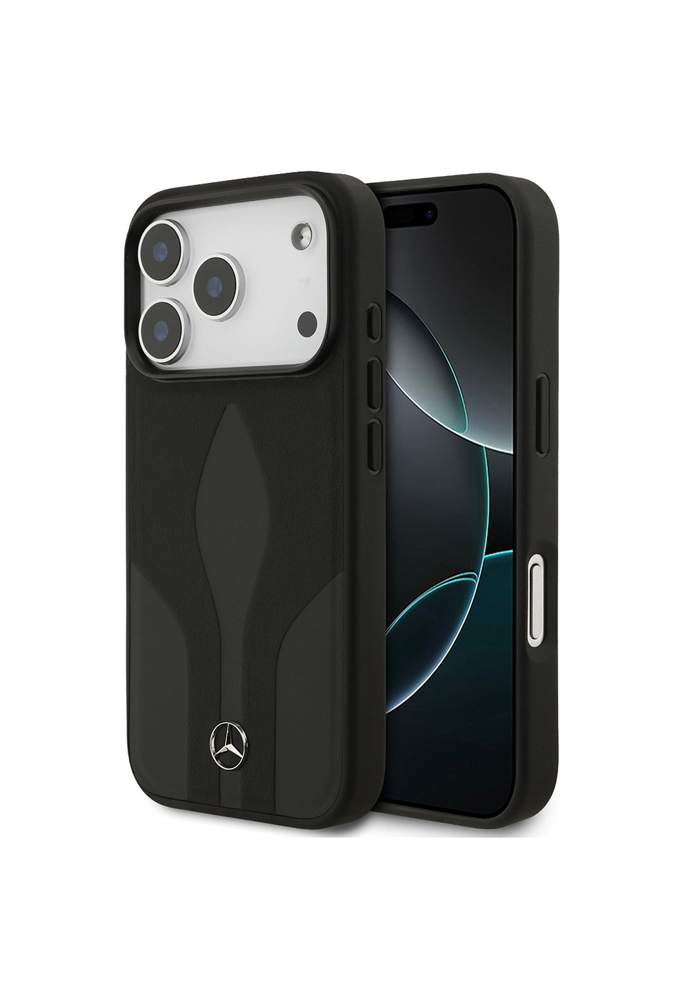 Apple iPhone 17 Pro Kılıf Mercedes Benz Orijinal Lisanslı Manyetik Şarj Uyumlu Dokulu Desenli Deri Kapak