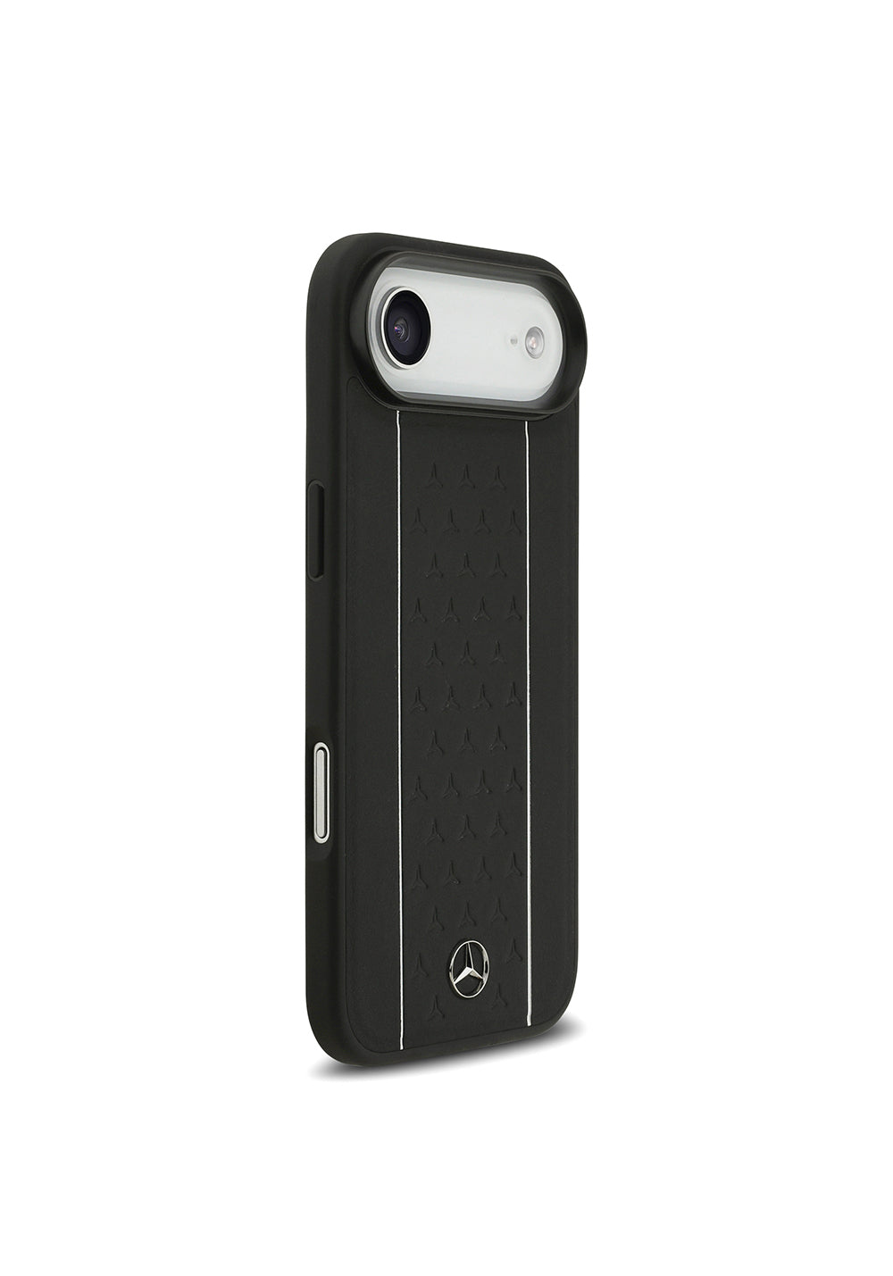 Apple iPhone 17 Air Kılıf Mercedes Benz Orijinal Lisanslı Manyetik Şarj Uyumlu Şeritli Yıldız Desenli Metal Logolu Deri Kapak