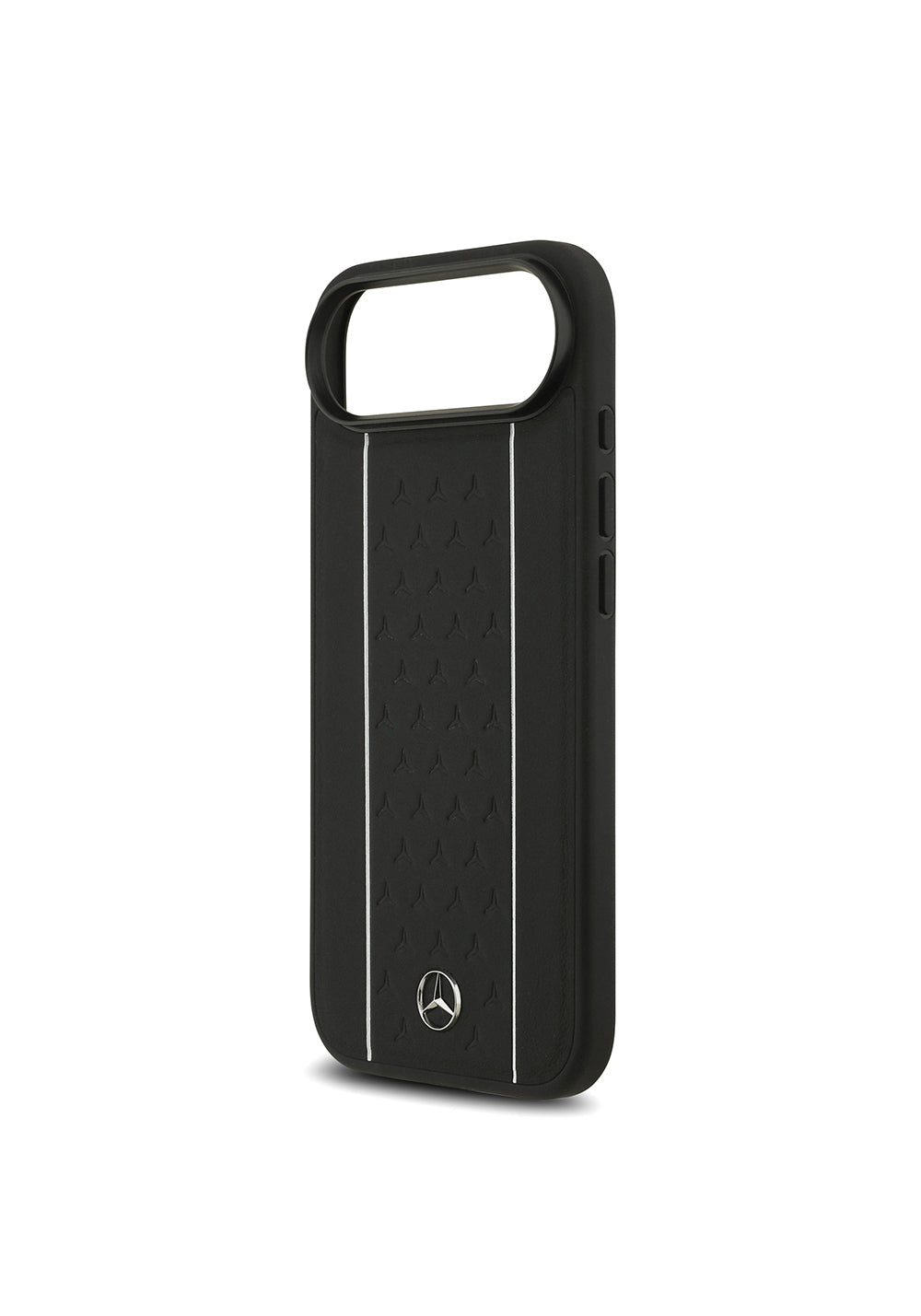 Apple iPhone 17 Air Kılıf Mercedes Benz Orijinal Lisanslı Manyetik Şarj Uyumlu Şeritli Yıldız Desenli Metal Logolu Deri Kapak
