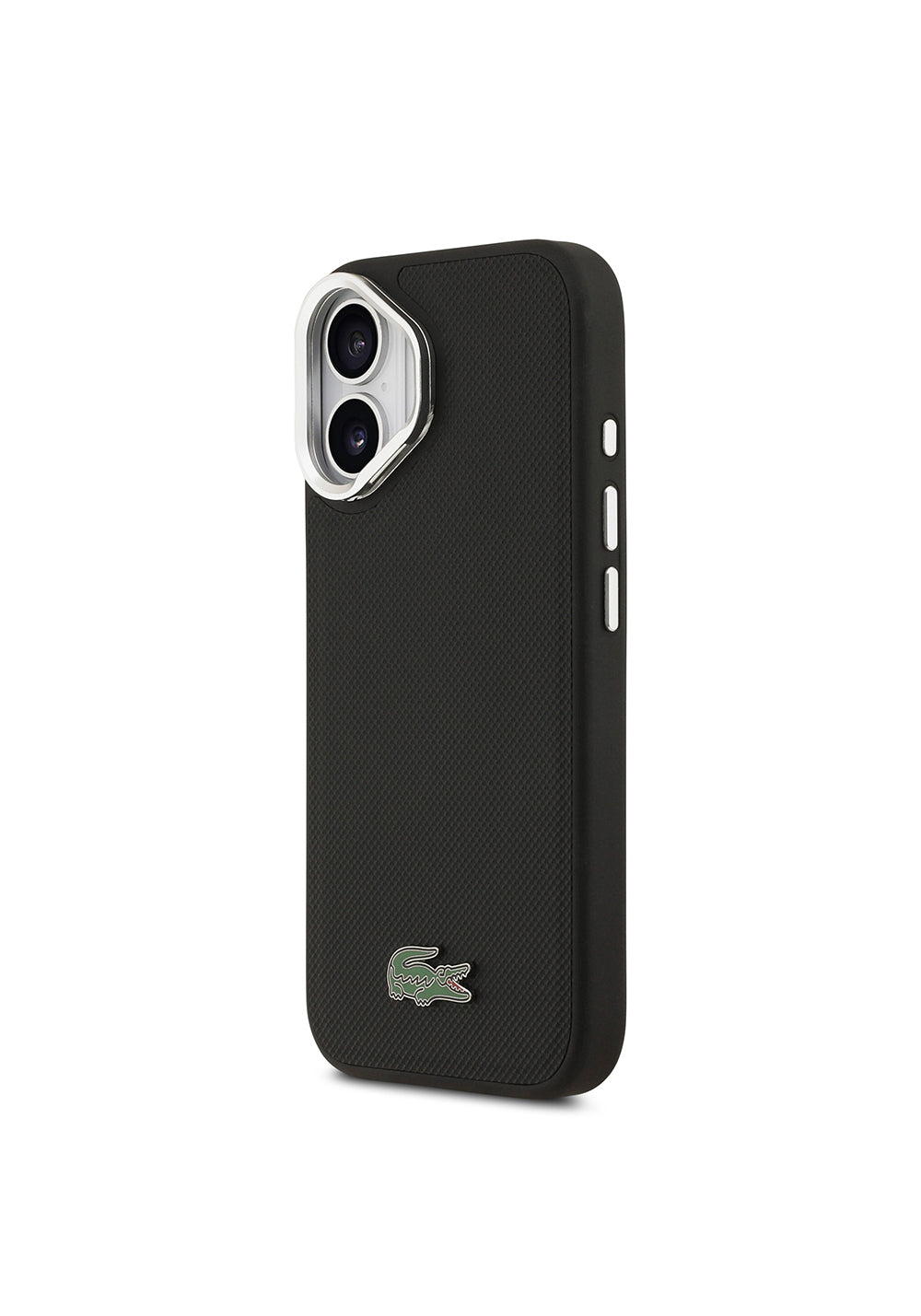Apple iPhone 17 Kılıf Lacoste Orijinal Lisanslı Manyetik Şarj Uyumlu PU Pike Desenli Standlı Metal Logolu Kapak