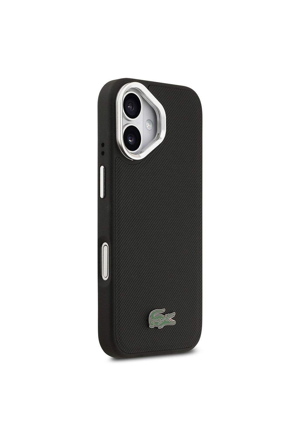 Apple iPhone 17 Kılıf Lacoste Orijinal Lisanslı Manyetik Şarj Uyumlu PU Pike Desenli Standlı Metal Logolu Kapak