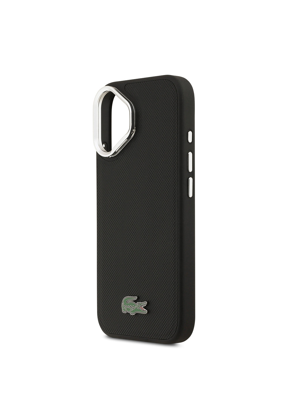 Apple iPhone 17 Kılıf Lacoste Orijinal Lisanslı Manyetik Şarj Uyumlu PU Pike Desenli Standlı Metal Logolu Kapak