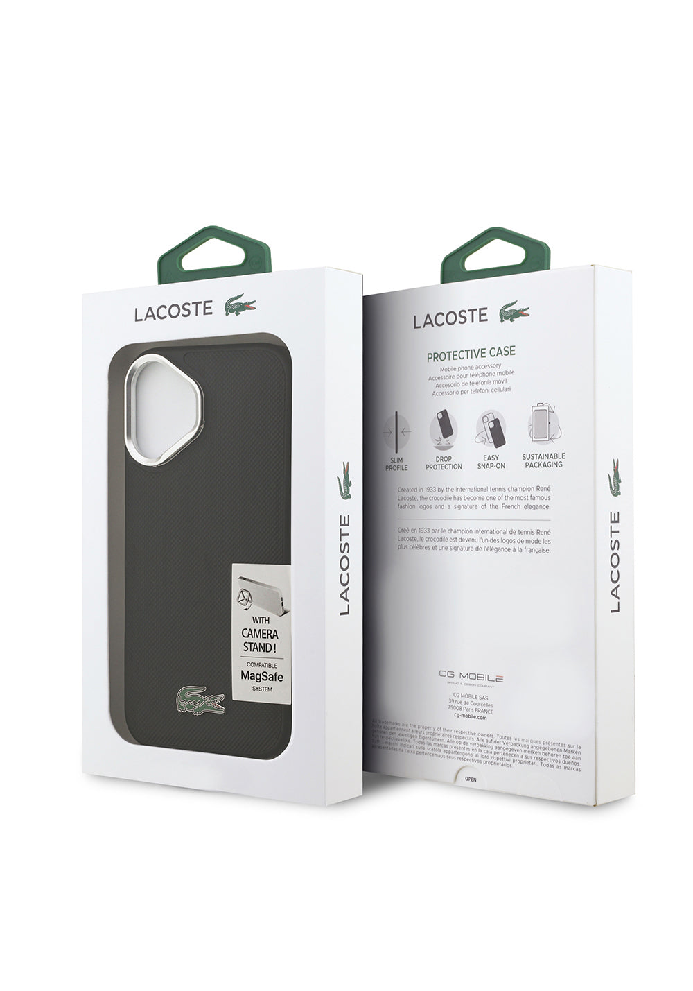 Apple iPhone 17 Kılıf Lacoste Orijinal Lisanslı Manyetik Şarj Uyumlu PU Pike Desenli Standlı Metal Logolu Kapak