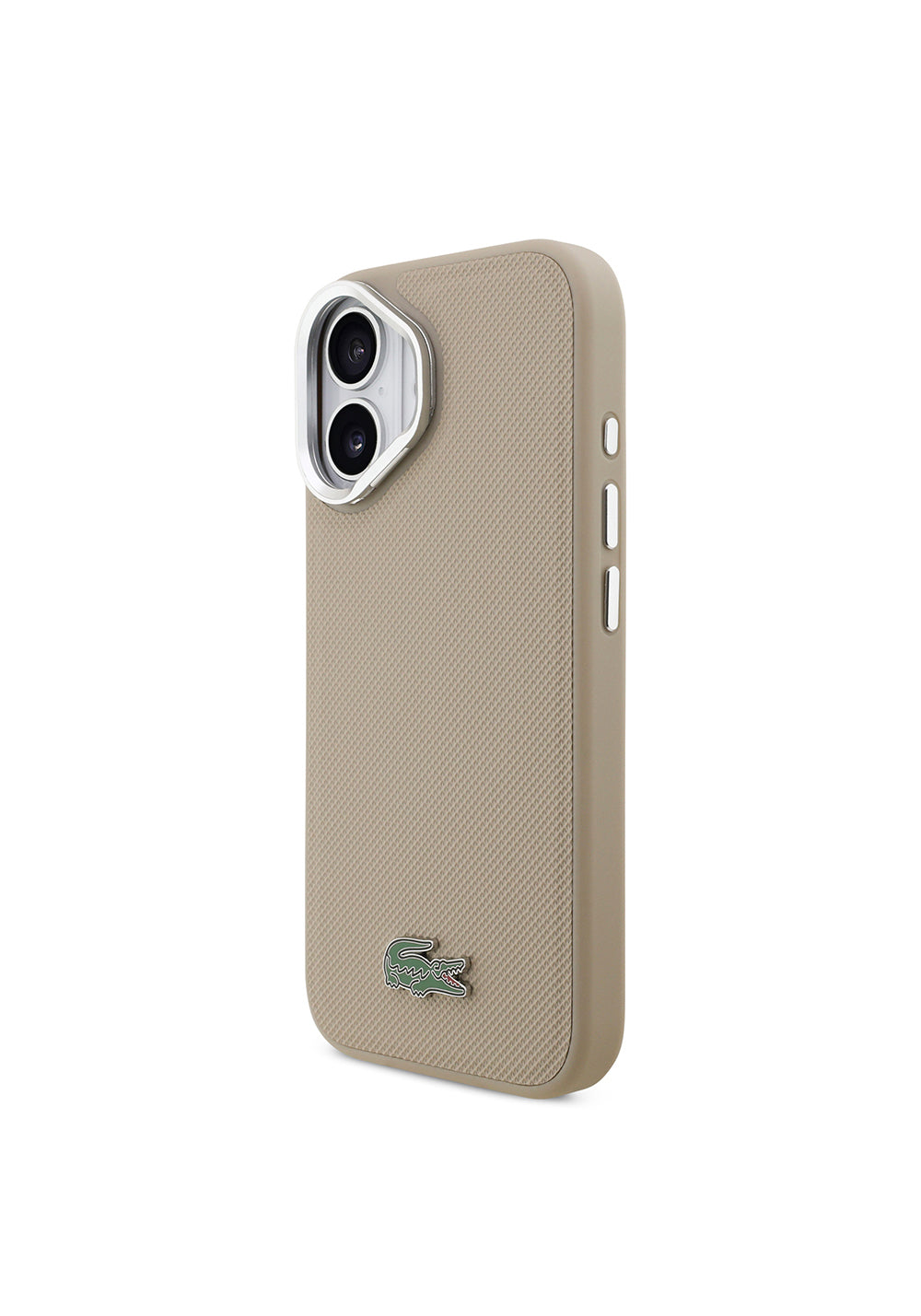 Apple iPhone 17 Kılıf Lacoste Orijinal Lisanslı Manyetik Şarj Uyumlu PU Pike Desenli Standlı Metal Logolu Kapak