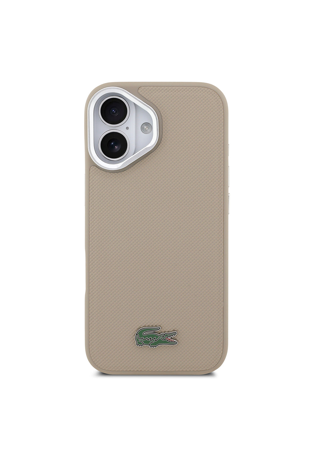Apple iPhone 17 Kılıf Lacoste Orijinal Lisanslı Manyetik Şarj Uyumlu PU Pike Desenli Standlı Metal Logolu Kapak