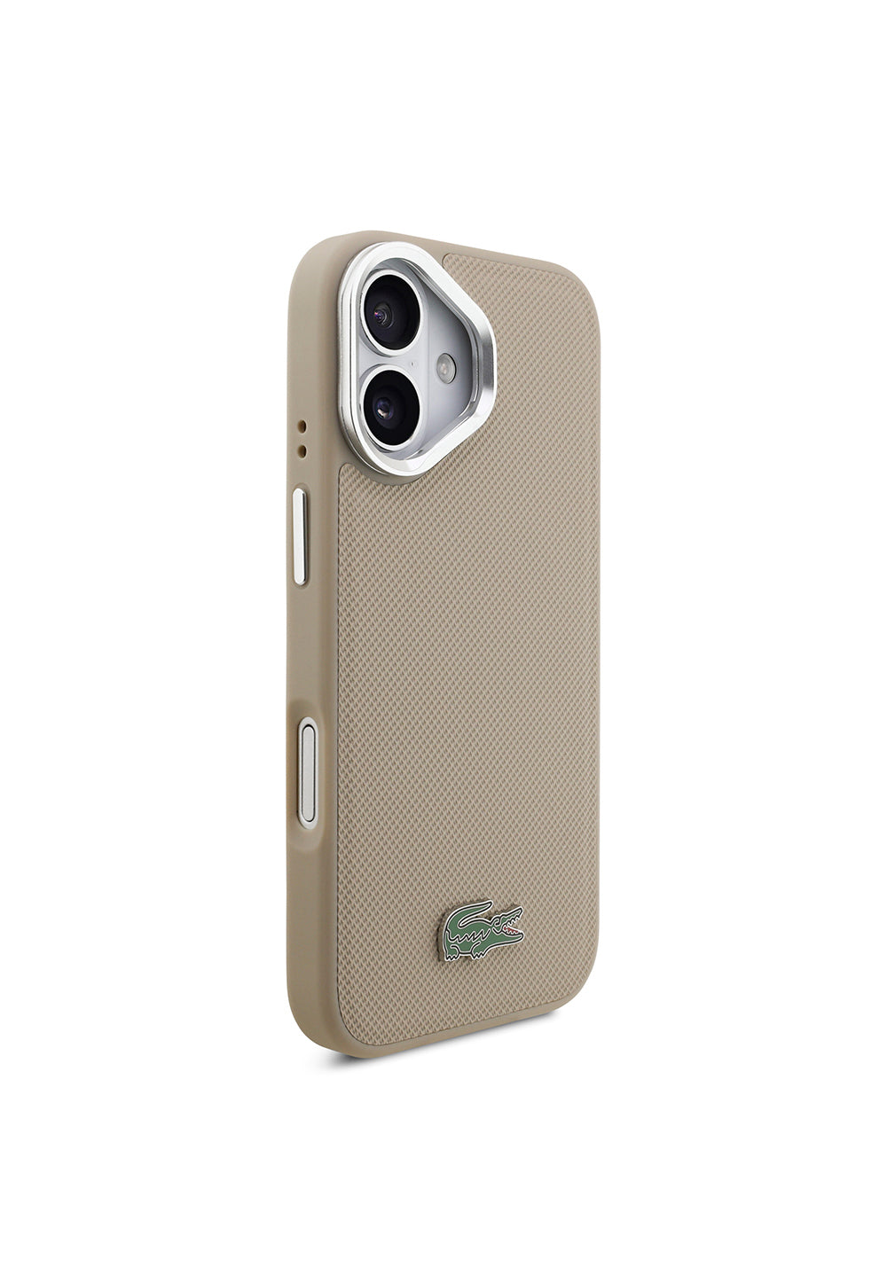 Apple iPhone 17 Kılıf Lacoste Orijinal Lisanslı Manyetik Şarj Uyumlu PU Pike Desenli Standlı Metal Logolu Kapak