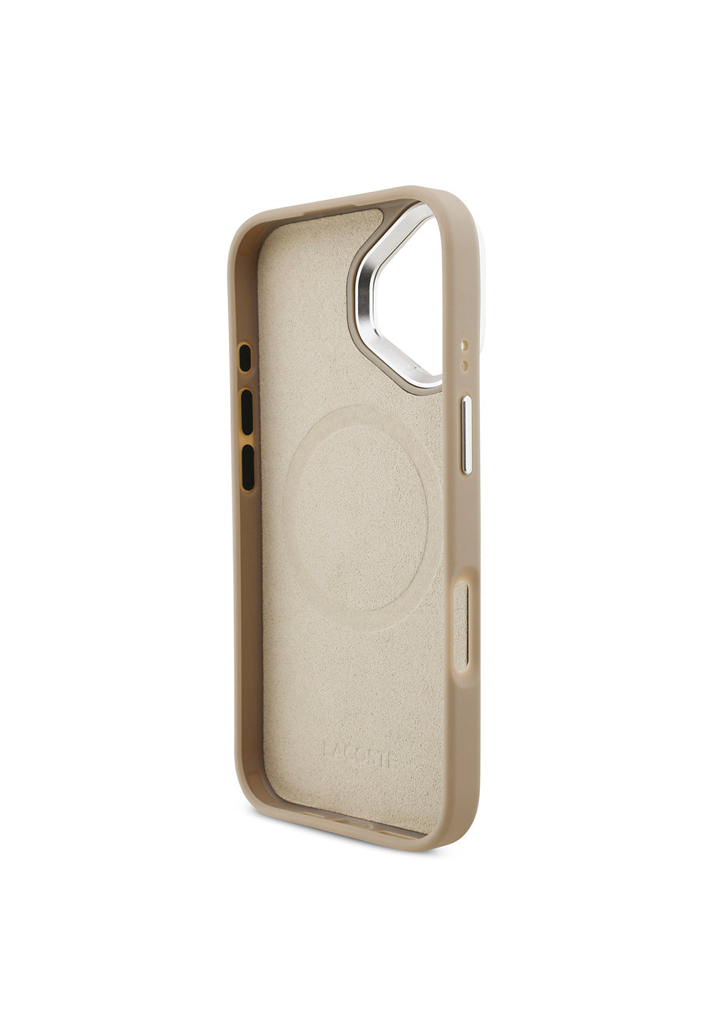 Apple iPhone 17 Kılıf Lacoste Orijinal Lisanslı Manyetik Şarj Uyumlu PU Pike Desenli Standlı Metal Logolu Kapak