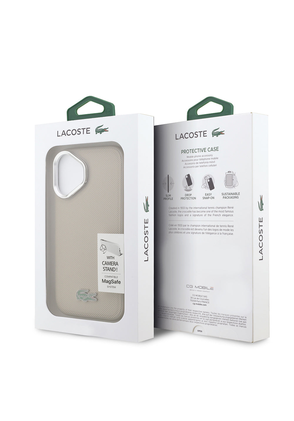 Apple iPhone 17 Kılıf Lacoste Orijinal Lisanslı Manyetik Şarj Uyumlu PU Pike Desenli Standlı Metal Logolu Kapak