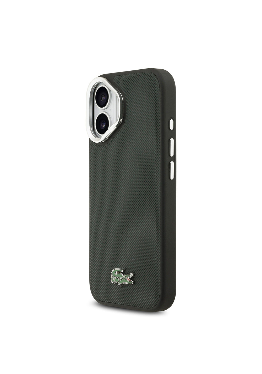 Apple iPhone 17 Kılıf Lacoste Orijinal Lisanslı Manyetik Şarj Uyumlu PU Pike Desenli Standlı Metal Logolu Kapak