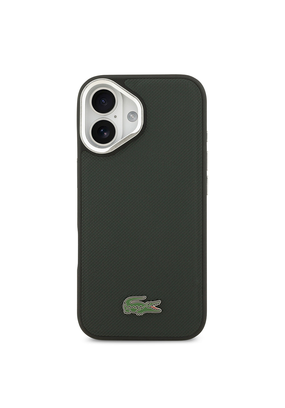 Apple iPhone 17 Kılıf Lacoste Orijinal Lisanslı Manyetik Şarj Uyumlu PU Pike Desenli Standlı Metal Logolu Kapak