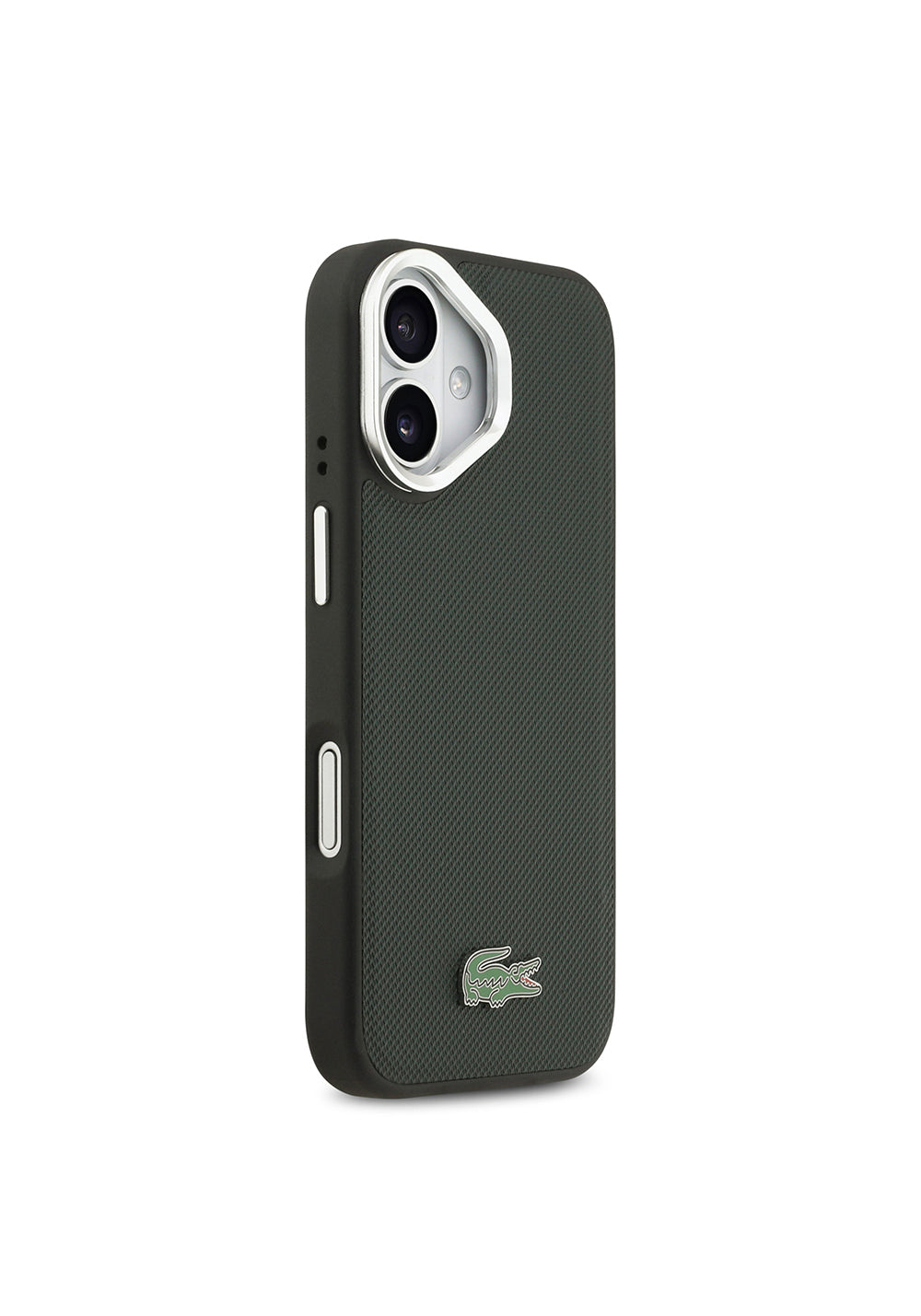 Apple iPhone 17 Kılıf Lacoste Orijinal Lisanslı Manyetik Şarj Uyumlu PU Pike Desenli Standlı Metal Logolu Kapak