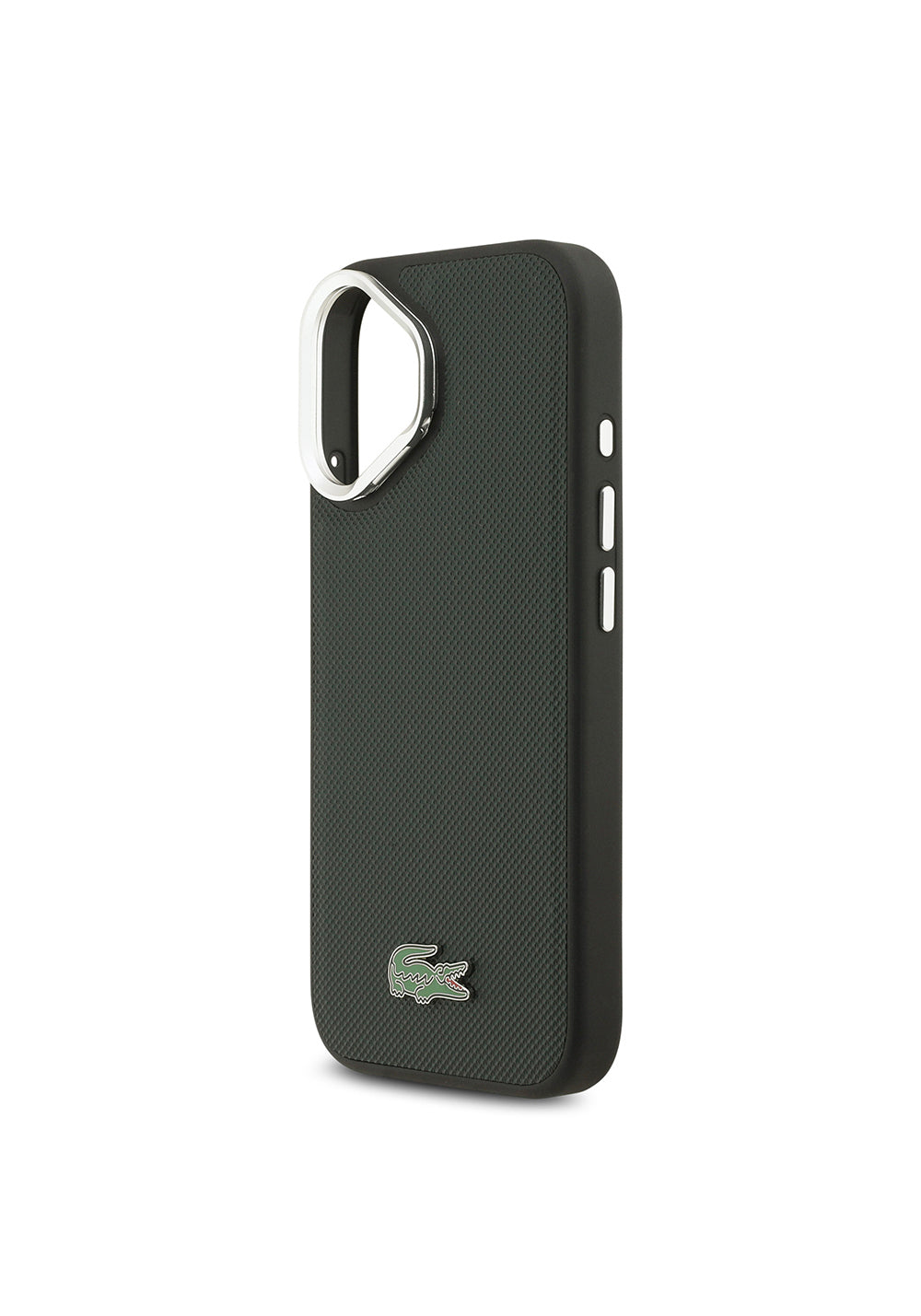 Apple iPhone 17 Kılıf Lacoste Orijinal Lisanslı Manyetik Şarj Uyumlu PU Pike Desenli Standlı Metal Logolu Kapak