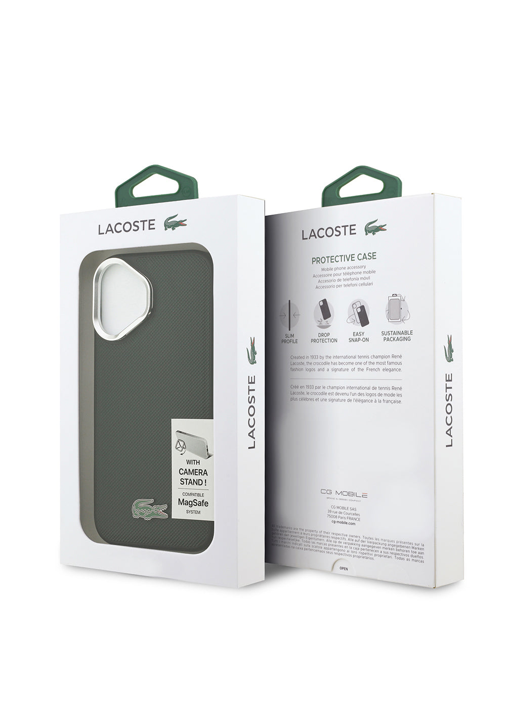 Apple iPhone 17 Kılıf Lacoste Orijinal Lisanslı Manyetik Şarj Uyumlu PU Pike Desenli Standlı Metal Logolu Kapak