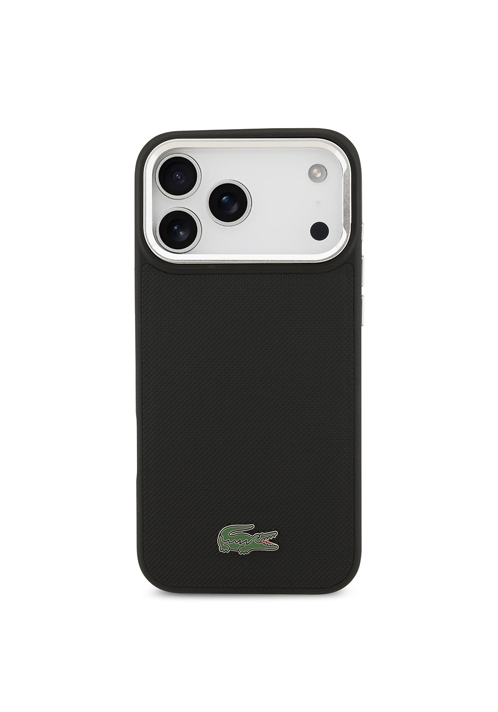 Apple iPhone 17 Pro Max Kılıf Lacoste Orijinal Lisanslı Manyetik Şarj Uyumlu PU Pike Desenli Standlı Metal Logolu Kapak