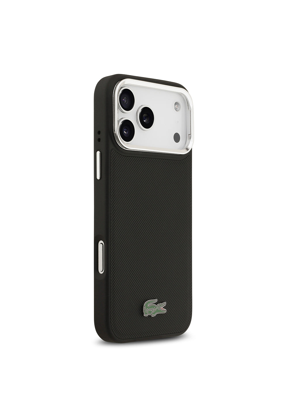 Apple iPhone 17 Pro Max Kılıf Lacoste Orijinal Lisanslı Manyetik Şarj Uyumlu PU Pike Desenli Standlı Metal Logolu Kapak
