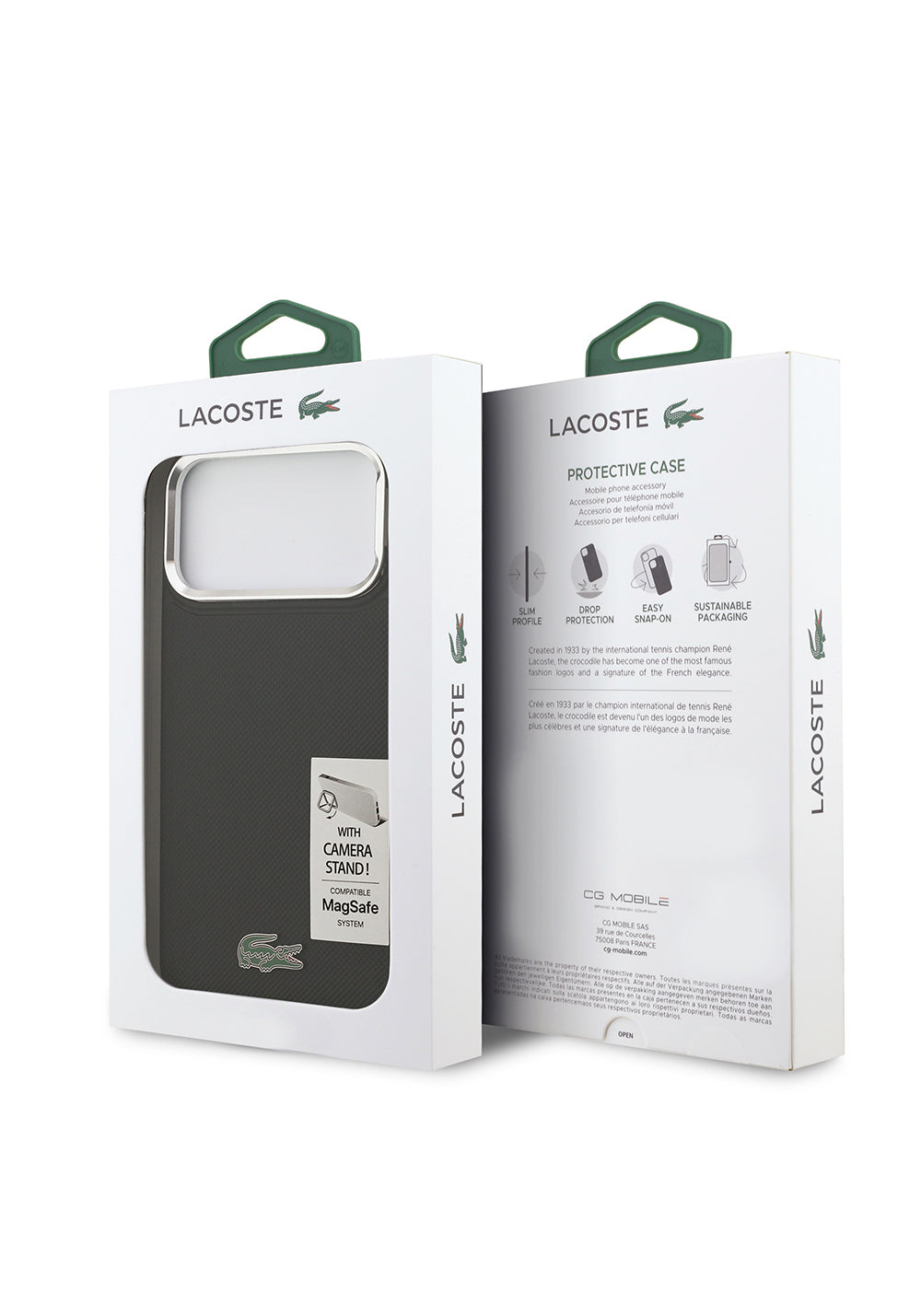Apple iPhone 17 Pro Max Kılıf Lacoste Orijinal Lisanslı Manyetik Şarj Uyumlu PU Pike Desenli Standlı Metal Logolu Kapak