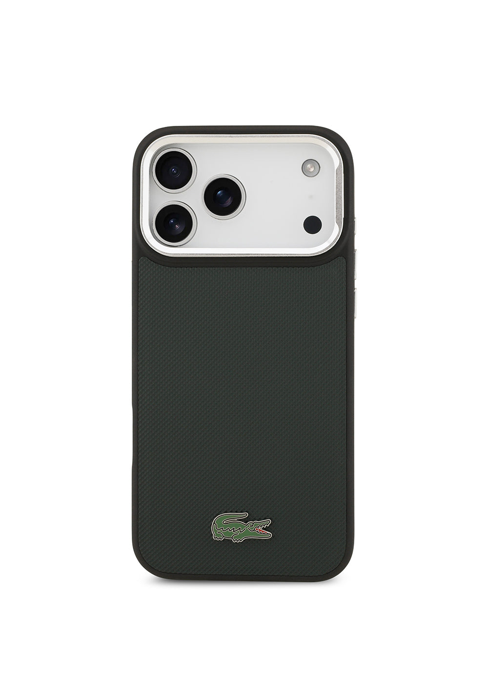 Apple iPhone 17 Pro Max Kılıf Lacoste Orijinal Lisanslı Manyetik Şarj Uyumlu PU Pike Desenli Standlı Metal Logolu Kapak