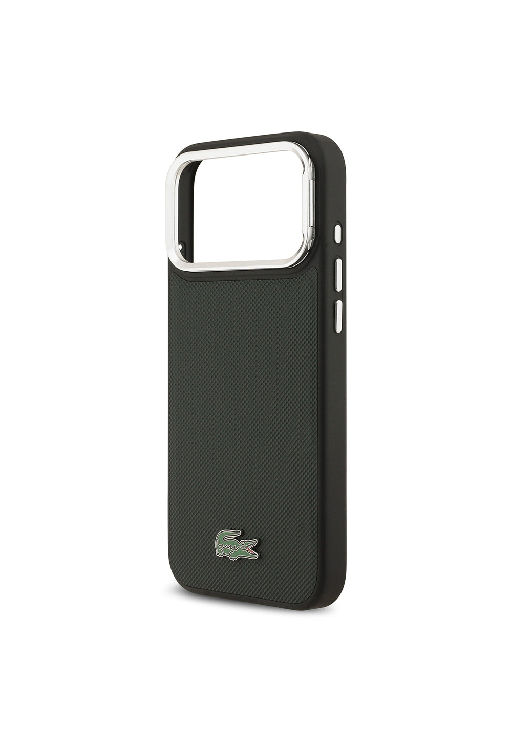 Apple iPhone 17 Pro Max Kılıf Lacoste Orijinal Lisanslı Manyetik Şarj Uyumlu PU Pike Desenli Standlı Metal Logolu Kapak