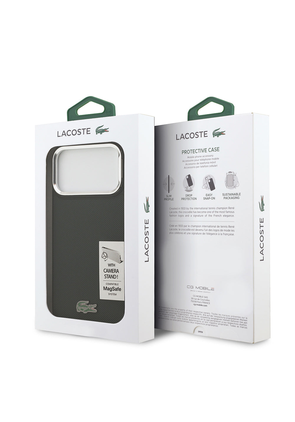 Apple iPhone 17 Pro Max Kılıf Lacoste Orijinal Lisanslı Manyetik Şarj Uyumlu PU Pike Desenli Standlı Metal Logolu Kapak