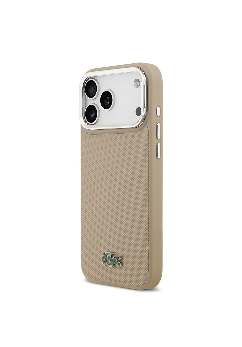Apple iPhone 17 Pro Max Kılıf Lacoste Orijinal Lisanslı Manyetik Şarj Uyumlu PU Pike Desenli Standlı Metal Logolu Kapak
