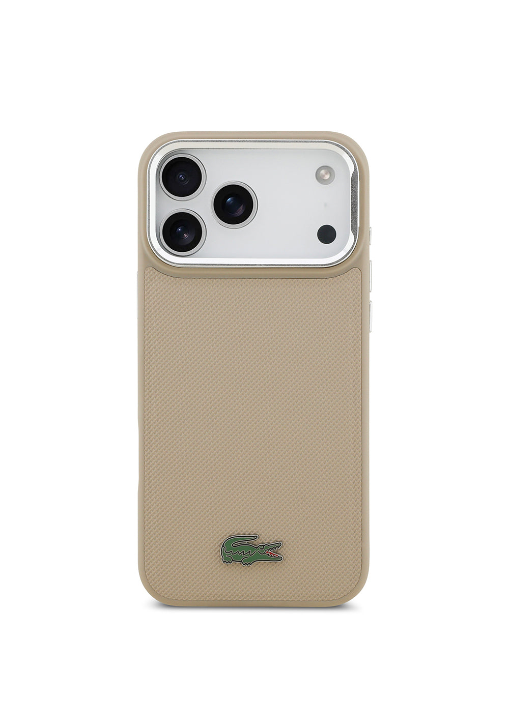 Apple iPhone 17 Pro Max Kılıf Lacoste Orijinal Lisanslı Manyetik Şarj Uyumlu PU Pike Desenli Standlı Metal Logolu Kapak