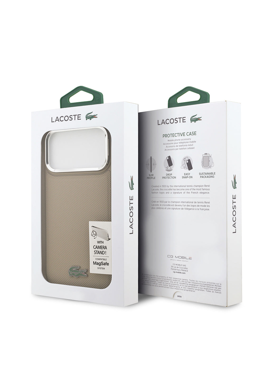 Apple iPhone 17 Pro Max Kılıf Lacoste Orijinal Lisanslı Manyetik Şarj Uyumlu PU Pike Desenli Standlı Metal Logolu Kapak