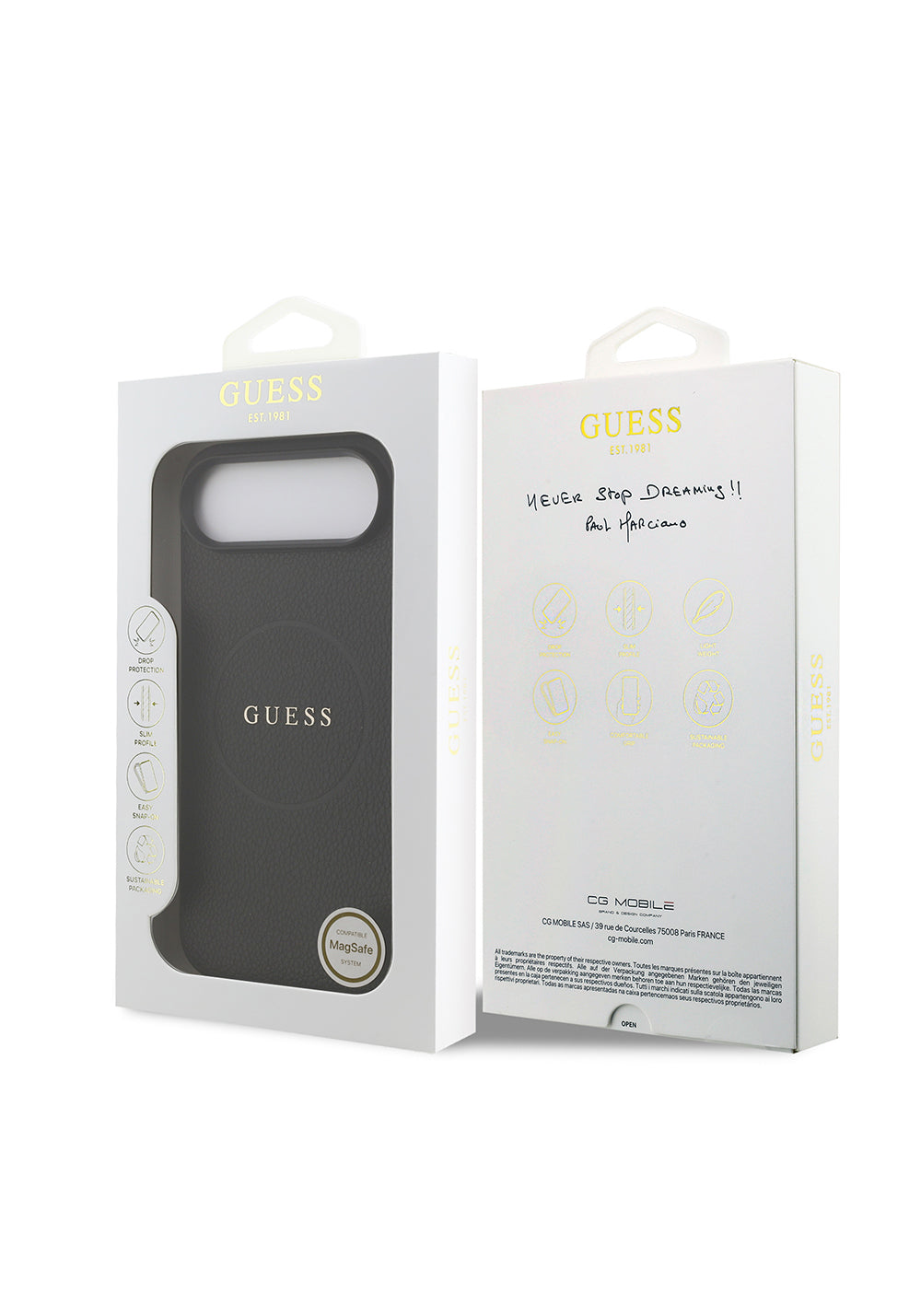 Apple iPhone 17 Air Kılıf Guess Orijinal Lisanslı Manyetik Şarj Uyumlu Yazı Logolu PU Deri Kapak