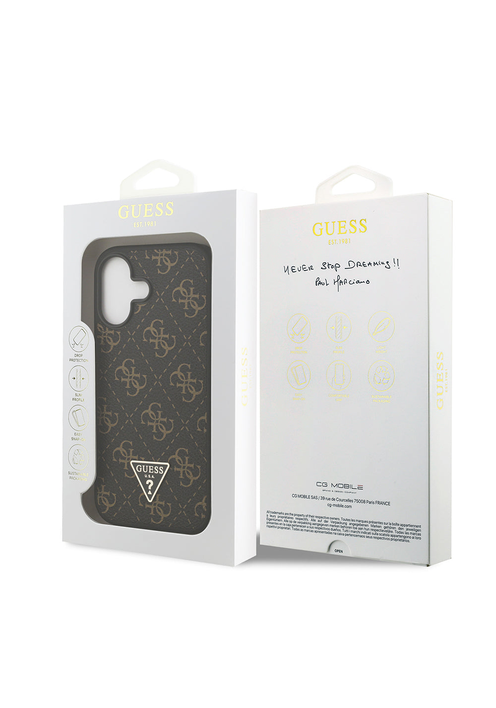 Apple iPhone 17 Kılıf Guess Orijinal Lisanslı PU Deri 4G Desenli Üçgen Logolu Kapak