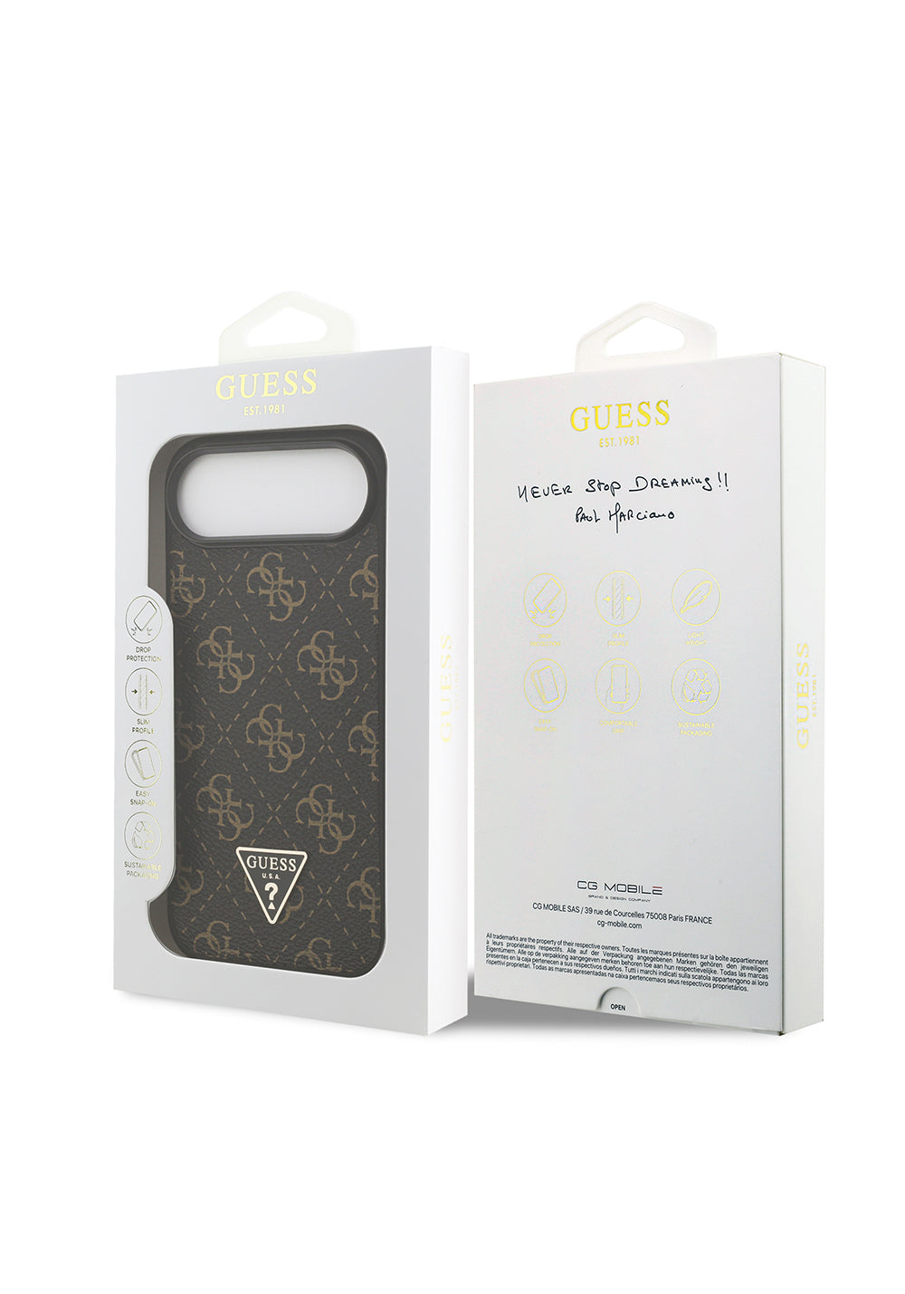 Apple iPhone 17 Air Kılıf Guess Orijinal Lisanslı PU Deri 4G Desenli Üçgen Logolu Kapak