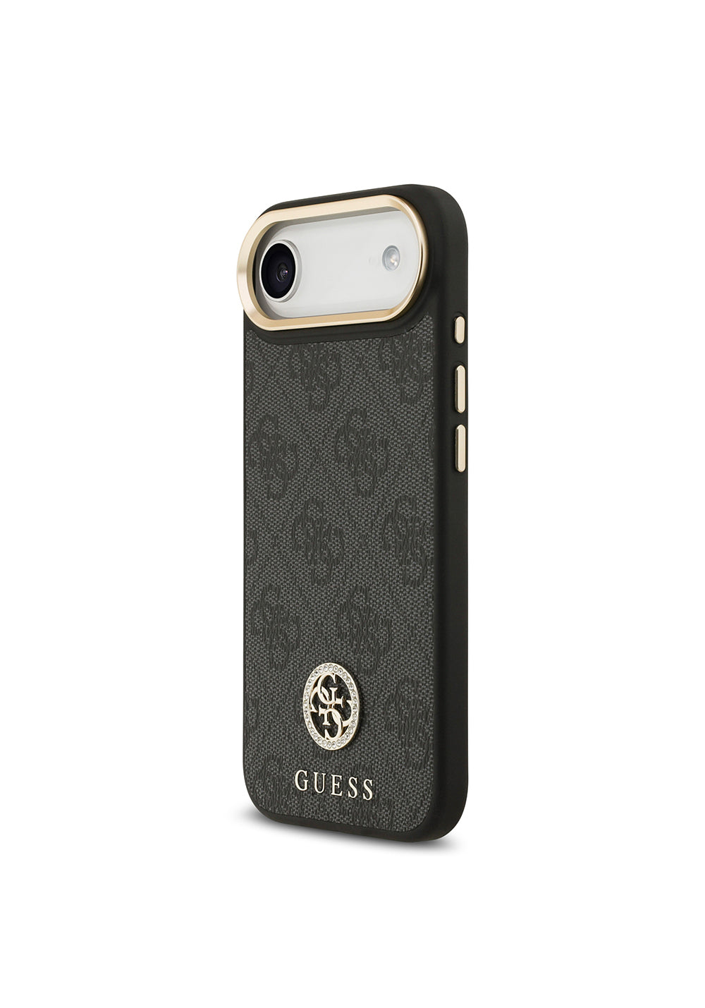 Apple iPhone 17 Air Kılıf Guess Orijinal Lisanslı Manyetik Şarj Uyumlu Gold Metal Kamera Çerçeveli Taşlı 4G Logolu Kapak