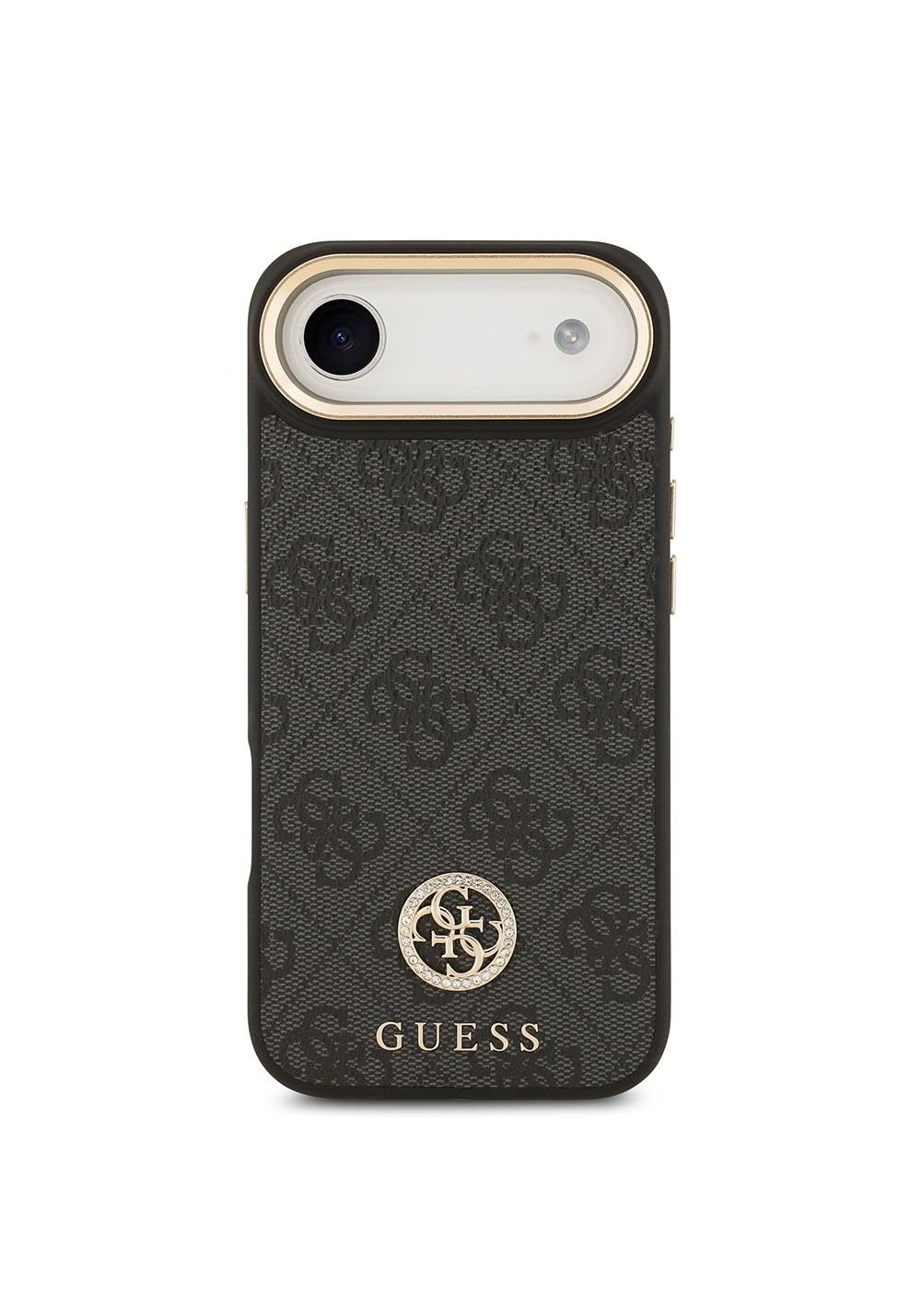 Apple iPhone 17 Air Kılıf Guess Orijinal Lisanslı Manyetik Şarj Uyumlu Gold Metal Kamera Çerçeveli Taşlı 4G Logolu Kapak