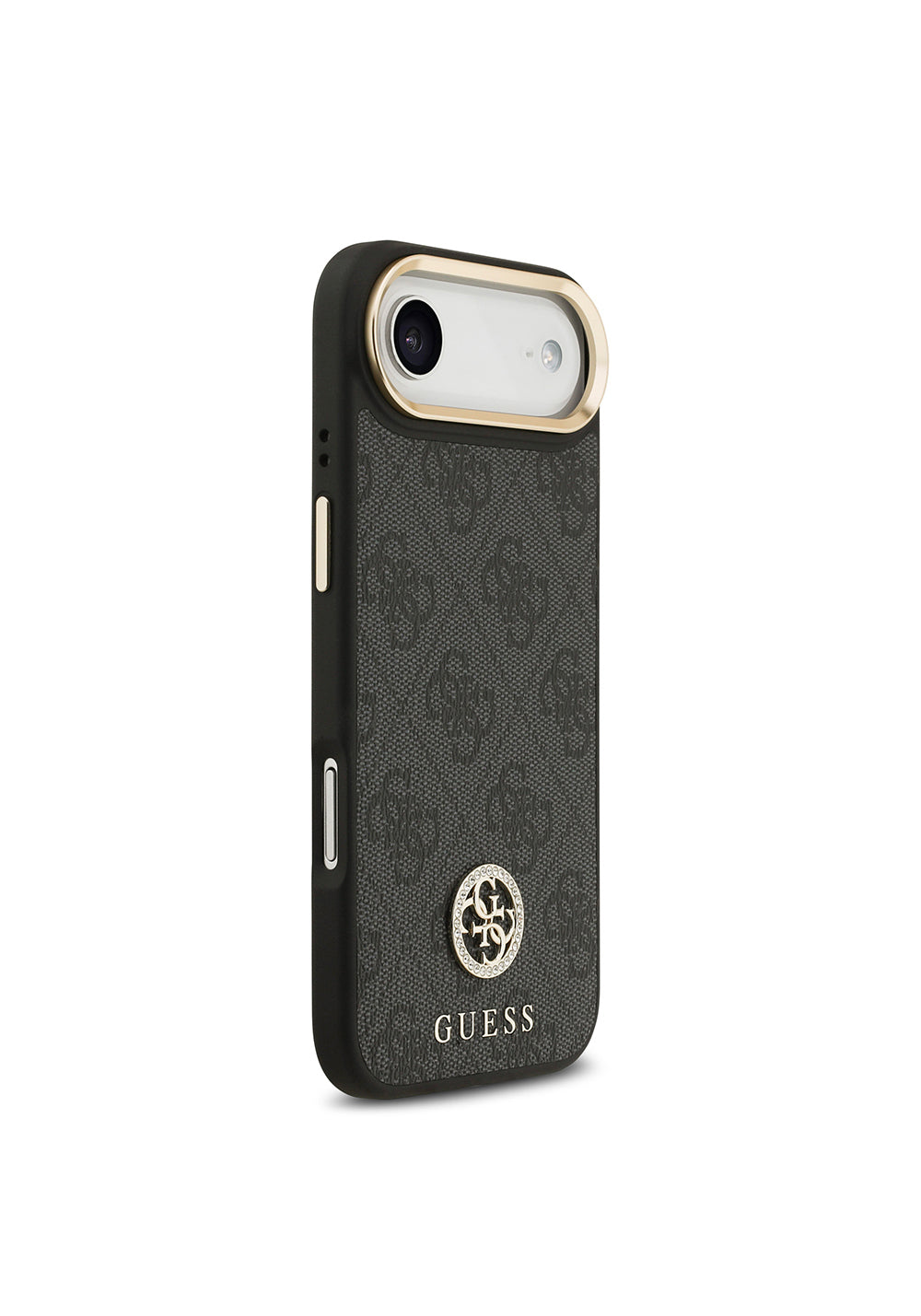 Apple iPhone 17 Air Kılıf Guess Orijinal Lisanslı Manyetik Şarj Uyumlu Gold Metal Kamera Çerçeveli Taşlı 4G Logolu Kapak