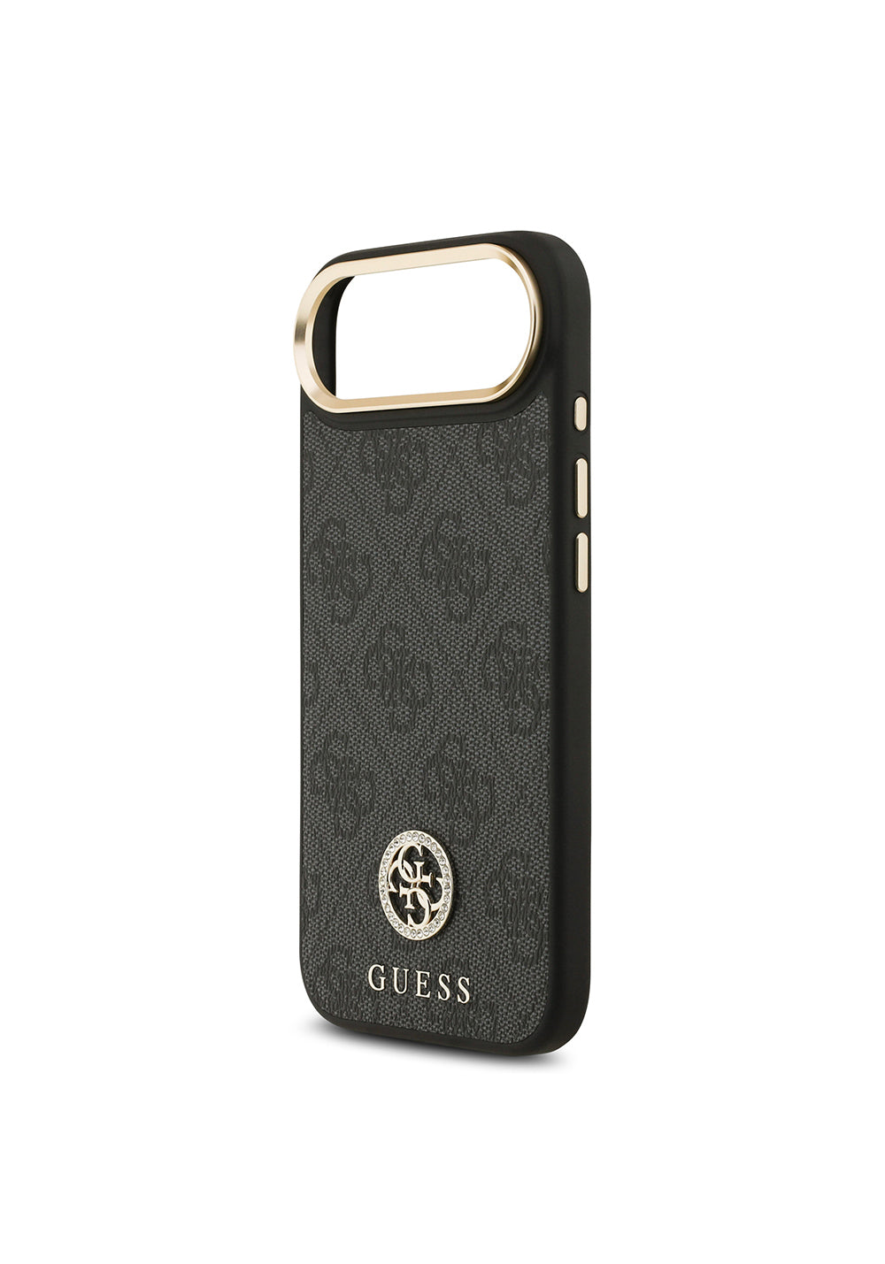 Apple iPhone 17 Air Kılıf Guess Orijinal Lisanslı Manyetik Şarj Uyumlu Gold Metal Kamera Çerçeveli Taşlı 4G Logolu Kapak