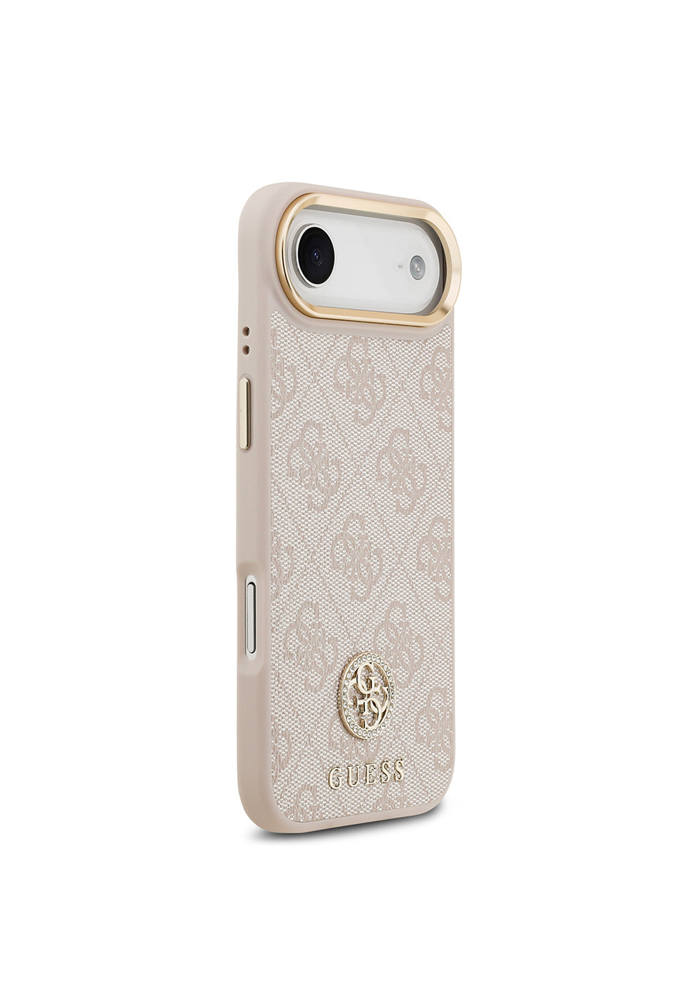 Apple iPhone 17 Air Kılıf Guess Orijinal Lisanslı Manyetik Şarj Uyumlu Gold Metal Kamera Çerçeveli Taşlı 4G Logolu Kapak
