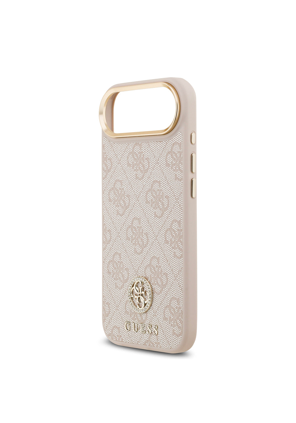Apple iPhone 17 Air Kılıf Guess Orijinal Lisanslı Manyetik Şarj Uyumlu Gold Metal Kamera Çerçeveli Taşlı 4G Logolu Kapak