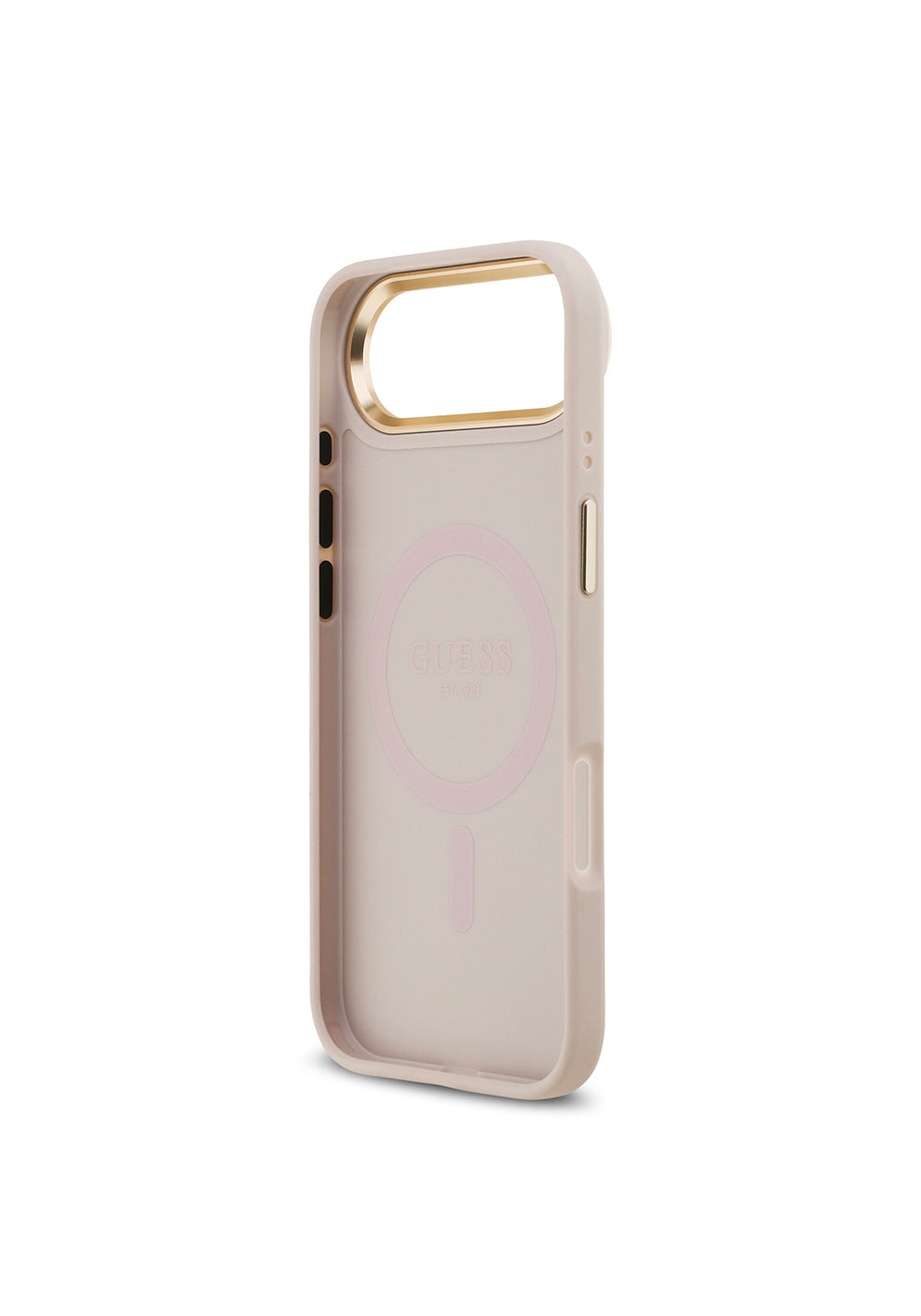 Apple iPhone 17 Air Kılıf Guess Orijinal Lisanslı Manyetik Şarj Uyumlu Gold Metal Kamera Çerçeveli Taşlı 4G Logolu Kapak