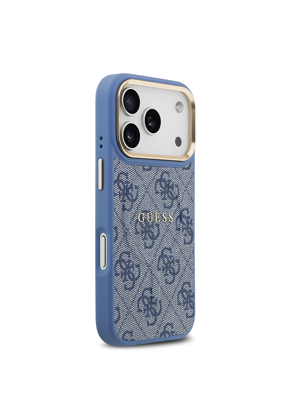 Apple iPhone 17 Pro Kılıf Guess Orijinal Lisanslı Manyetik Şarj Uyumlu Gold Metal Kamera Çerçeveli PU Deri 4G Desenli Yazı Logolu Kapak