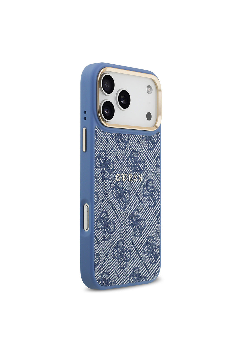 Apple iPhone 17 Pro Max Kılıf Guess Orijinal Lisanslı Manyetik Şarj Uyumlu Gold Metal Kamera Çerçeveli PU Deri 4G Desenli Yazı Logolu Kapak