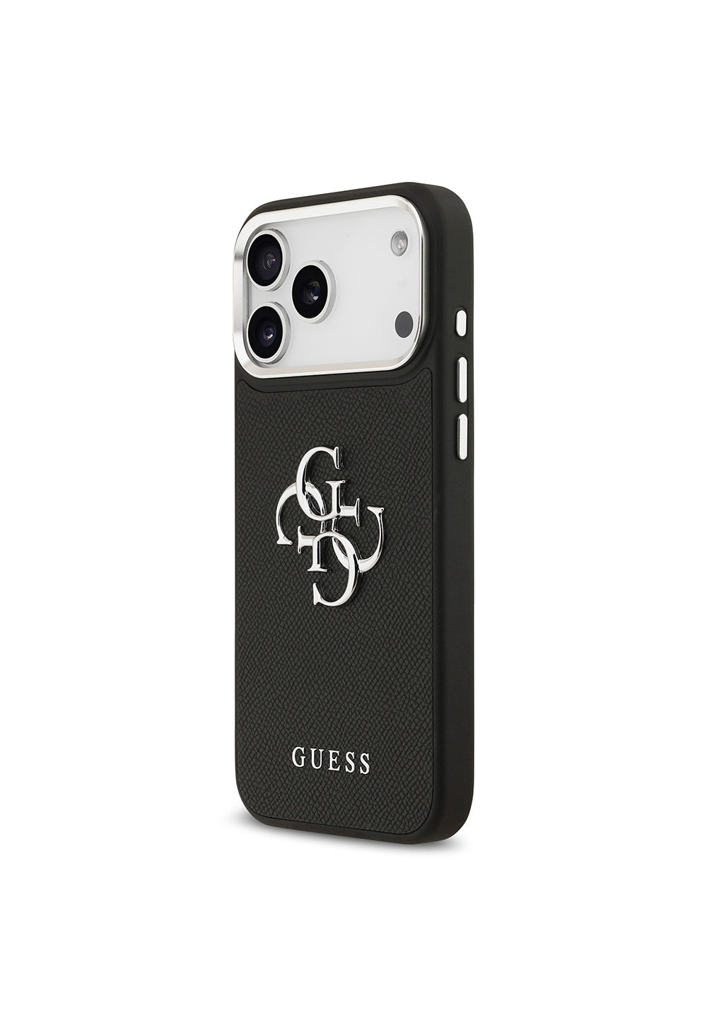 Apple iPhone 17 Pro Max Kılıf Guess Orijinal Lisanslı Metal Kamera Çerçeveli Metal Büyük 4G ve Yazı Logolu PU Deri Kapak