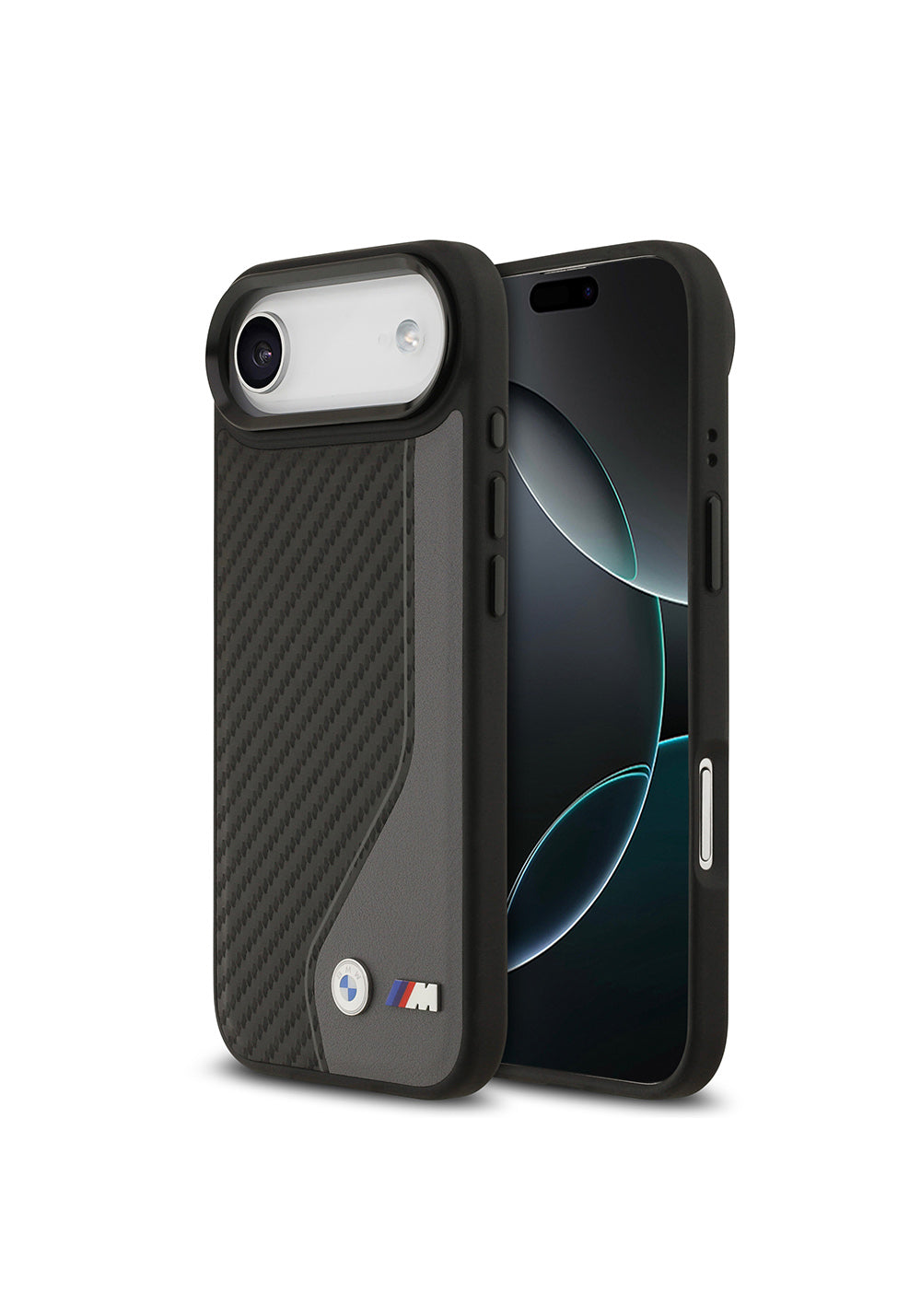 Apple iPhone 17 Air Kılıf BMW Orijinal Lisanslı Manyetik Şarj Uyumlu Metal BMW ve M Logolu PU Karbon Tasarımlı Kapak